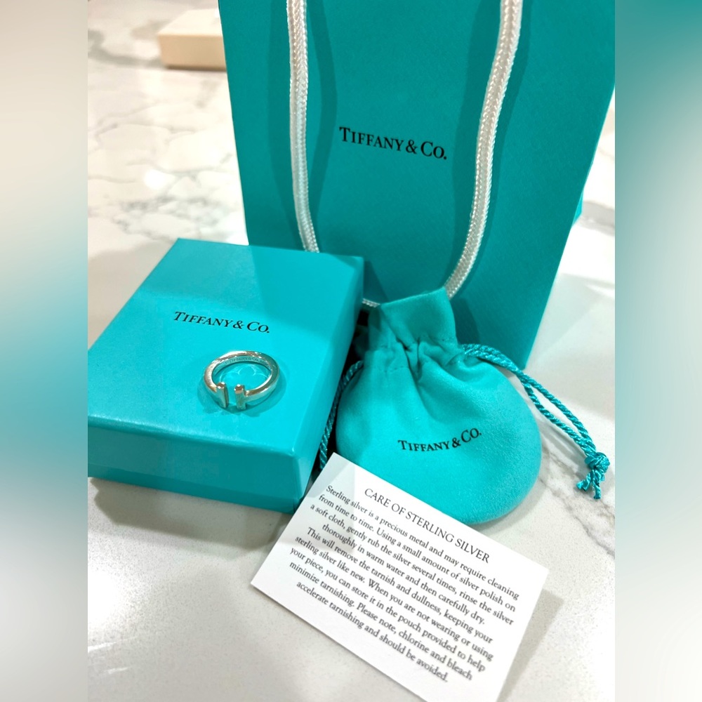 TIFFANY & CO TIFFANY T SQUARE RING in Silver Size 6 Brand New